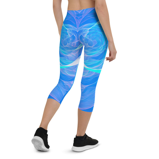 "Sapphire Sizzle: Radiant Blue Capri Leggings"