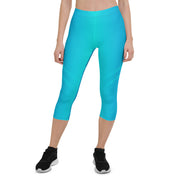 "Arctic Breeze Capri Leggings: Stay Cool and Stylish in Stunning Ice Blue"