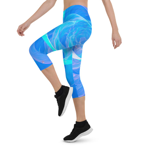 "Sapphire Sizzle: Radiant Blue Capri Leggings"