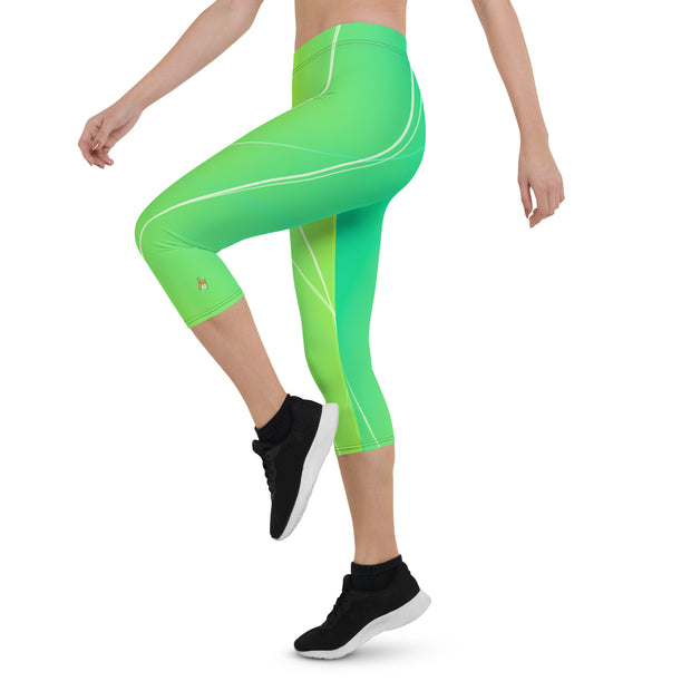 "Neon Dream Capri Leggings: Go Bold and Sexy in Vibrant Green"