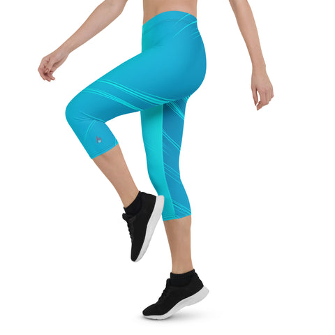 "Arctic Breeze Capri Leggings: Stay Cool and Stylish in Stunning Ice Blue"