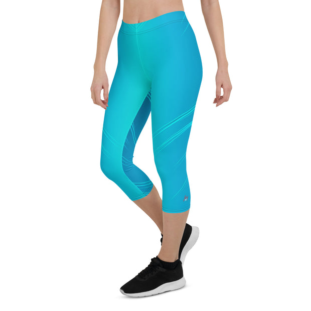 "Arctic Breeze Capri Leggings: Stay Cool and Stylish in Stunning Ice Blue"