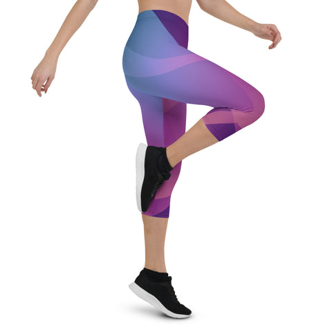 "Vivid Rainbow Bliss Capri Leggings: Add a Pop of Color to Your Activewear"