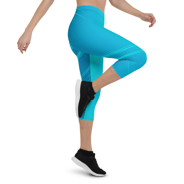 "Arctic Breeze Capri Leggings: Stay Cool and Stylish in Stunning Ice Blue"