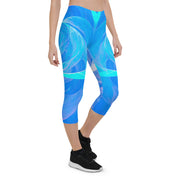 "Sapphire Sizzle: Radiant Blue Capri Leggings"