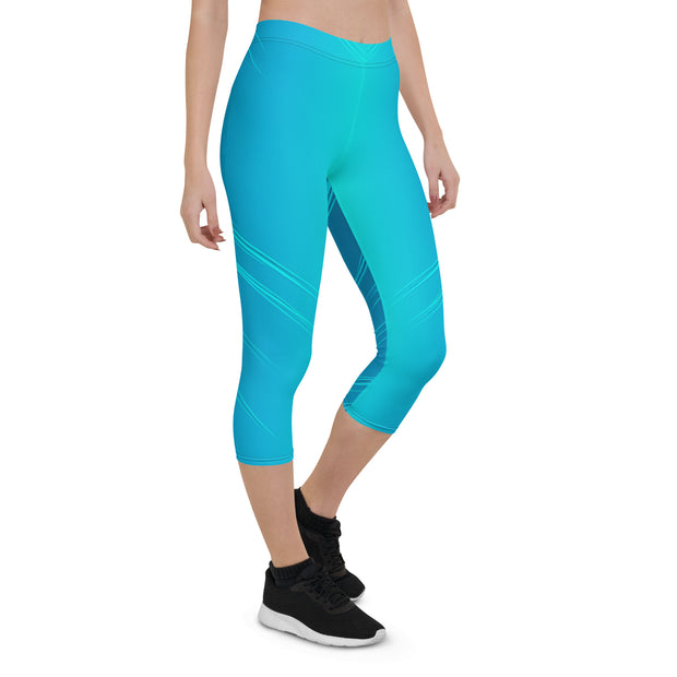 "Arctic Breeze Capri Leggings: Stay Cool and Stylish in Stunning Ice Blue"