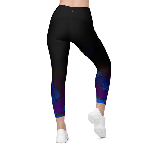 "JCQ82 Twilight Flow: Abstract Blue and Purple Leggings"