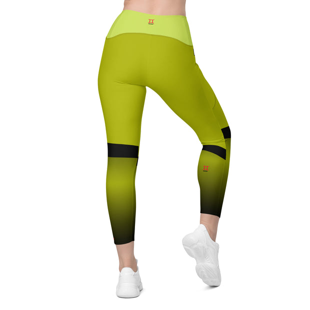 "Golden Twins: Dark Yellow Gemini Zodiac Leggings"