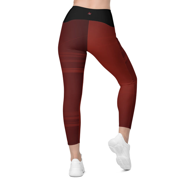 "Deep Rouge Elegance: Luxurious Dark Red Leggings"