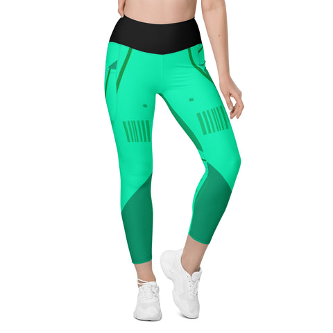 "Vibrant Green Leggings with Pockets: Where Style Meets Utility!"