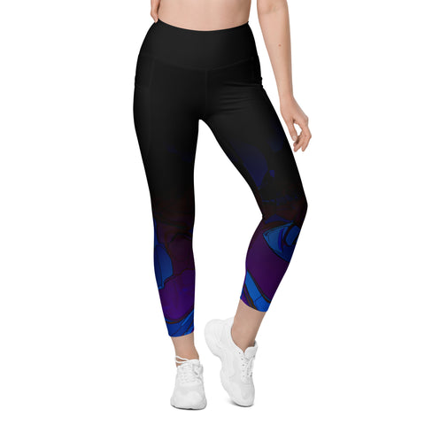 "JCQ82 Twilight Flow: Abstract Blue and Purple Leggings"