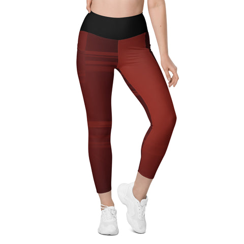 "Deep Rouge Elegance: Luxurious Dark Red Leggings"