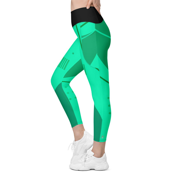 "Vibrant Green Leggings with Pockets: Where Style Meets Utility!"