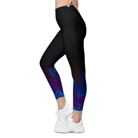 "JCQ82 Twilight Flow: Abstract Blue and Purple Leggings"