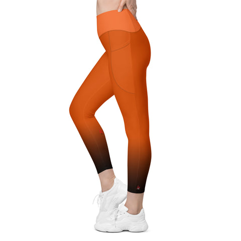 "Majestic Mane: Leo Zodiac Leggings in Bold Orange"