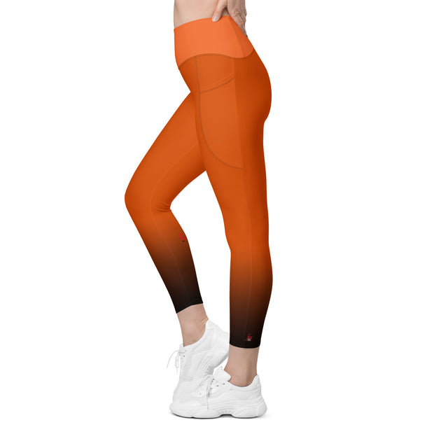 "Majestic Mane: Leo Zodiac Leggings in Bold Orange"