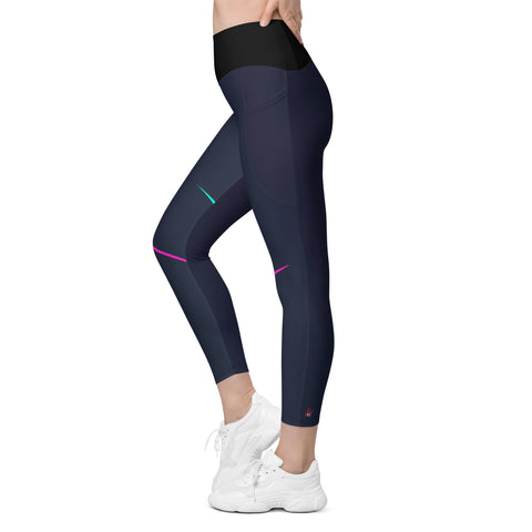 "Midnight Blue Marvel: Pocketed Precision Leggings"