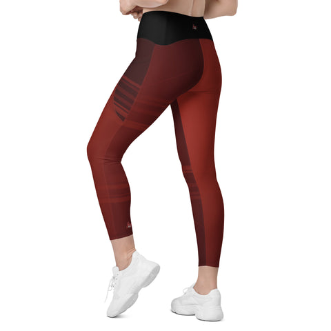 "Deep Rouge Elegance: Luxurious Dark Red Leggings"