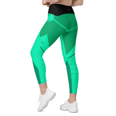 "Vibrant Green Leggings with Pockets: Where Style Meets Utility!"