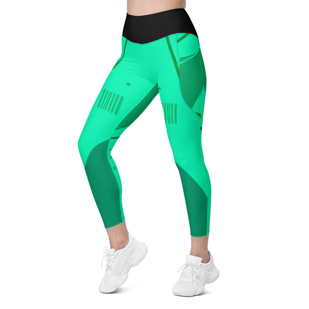 "Vibrant Green Leggings with Pockets: Where Style Meets Utility!"