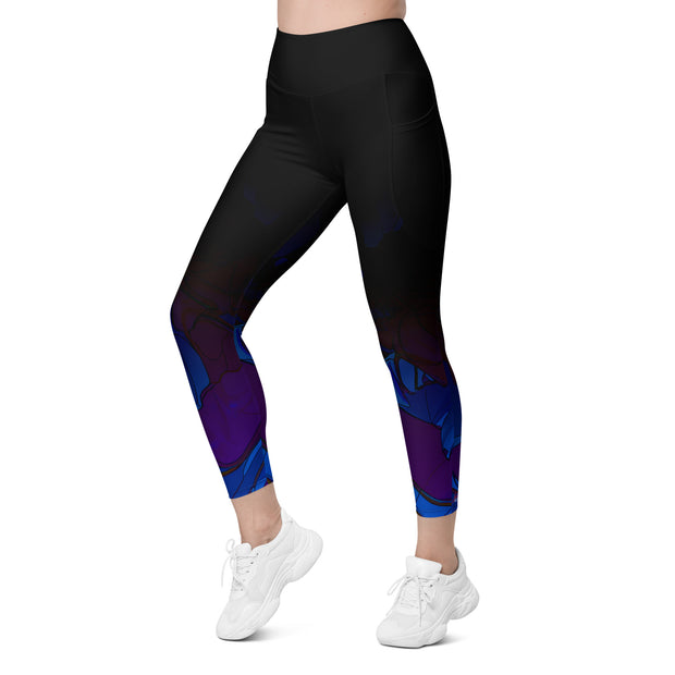 "JCQ82 Twilight Flow: Abstract Blue and Purple Leggings"