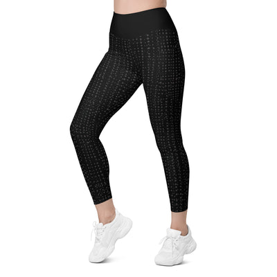 "Polka Dot Pockets: Stylish Black Leggings"