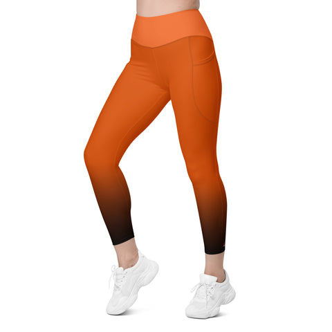 "Majestic Mane: Leo Zodiac Leggings in Bold Orange"