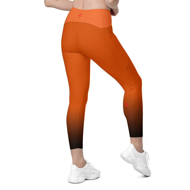 "Majestic Mane: Leo Zodiac Leggings in Bold Orange"