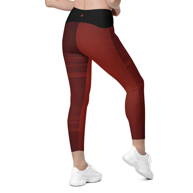 "Deep Rouge Elegance: Luxurious Dark Red Leggings"