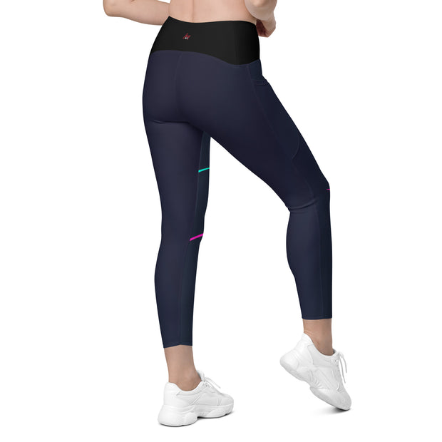 "Midnight Blue Marvel: Pocketed Precision Leggings"