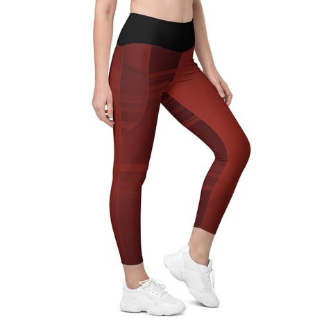 "Deep Rouge Elegance: Luxurious Dark Red Leggings"