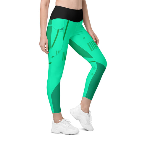 "Vibrant Green Leggings with Pockets: Where Style Meets Utility!"