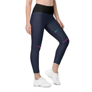 "Midnight Blue Marvel: Pocketed Precision Leggings"