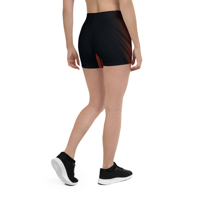 "Sunset Silhouette: Discover the Fusion of Orange and Black in Our Leggings Shorts"