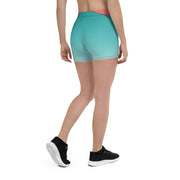 "Sunset Oasis: Teal & Orange Legging Shorts for a Splash of Vibrant Comfort"