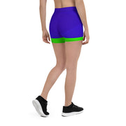 "Ocean and Emerald Harmony: Discover the Allure of Dark Blue Legging Shorts with Green Stripes"