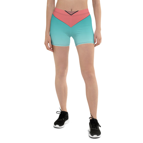 "Sunset Oasis: Teal & Orange Legging Shorts for a Splash of Vibrant Comfort"