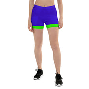 "Ocean and Emerald Harmony: Discover the Allure of Dark Blue Legging Shorts with Green Stripes"