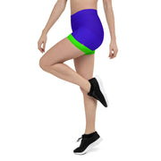 "Ocean and Emerald Harmony: Discover the Allure of Dark Blue Legging Shorts with Green Stripes"