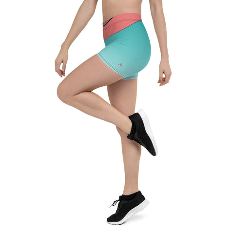 "Sunset Oasis: Teal & Orange Legging Shorts for a Splash of Vibrant Comfort"