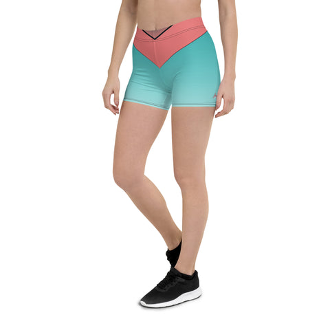 "Sunset Oasis: Teal & Orange Legging Shorts for a Splash of Vibrant Comfort"