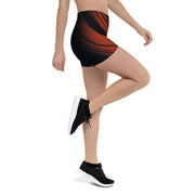 "Sunset Silhouette: Discover the Fusion of Orange and Black in Our Leggings Shorts"