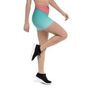 "Sunset Oasis: Teal & Orange Legging Shorts for a Splash of Vibrant Comfort"