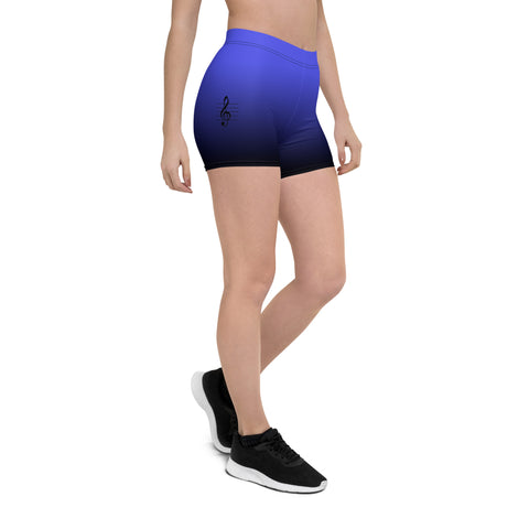 "Melodic Blue Charm: Sexy Short Leggings with Music Note Details"