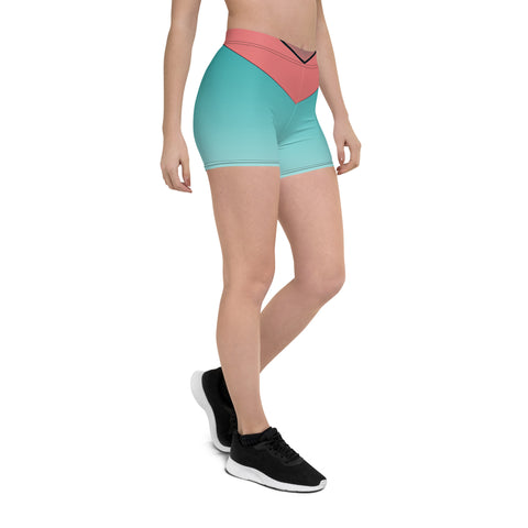 "Sunset Oasis: Teal & Orange Legging Shorts for a Splash of Vibrant Comfort"