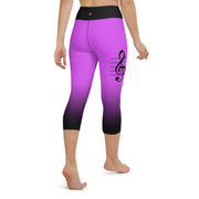 "Symphony in Pink: Sexy Capri Leggings with Elegant Music Notes"