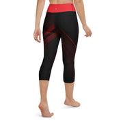 "Scarlet Streaks: Black Leggings with a Sexy Red Line Twist"