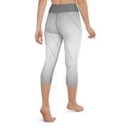 "Silver Lined Capri Leggings: Elegant Metallic Stripe Design"