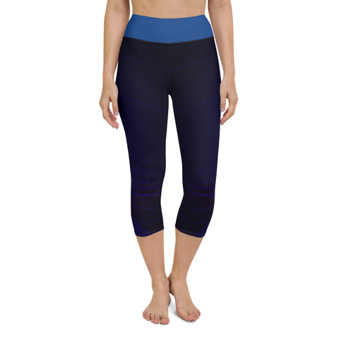 "Midnight Elegance: Sexy Dark Blue Capri Leggings"