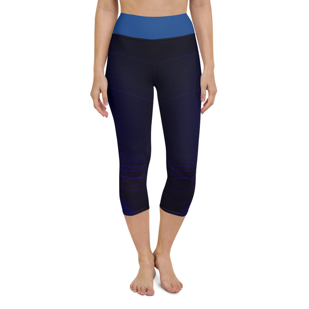 "Midnight Elegance: Sexy Dark Blue Capri Leggings"